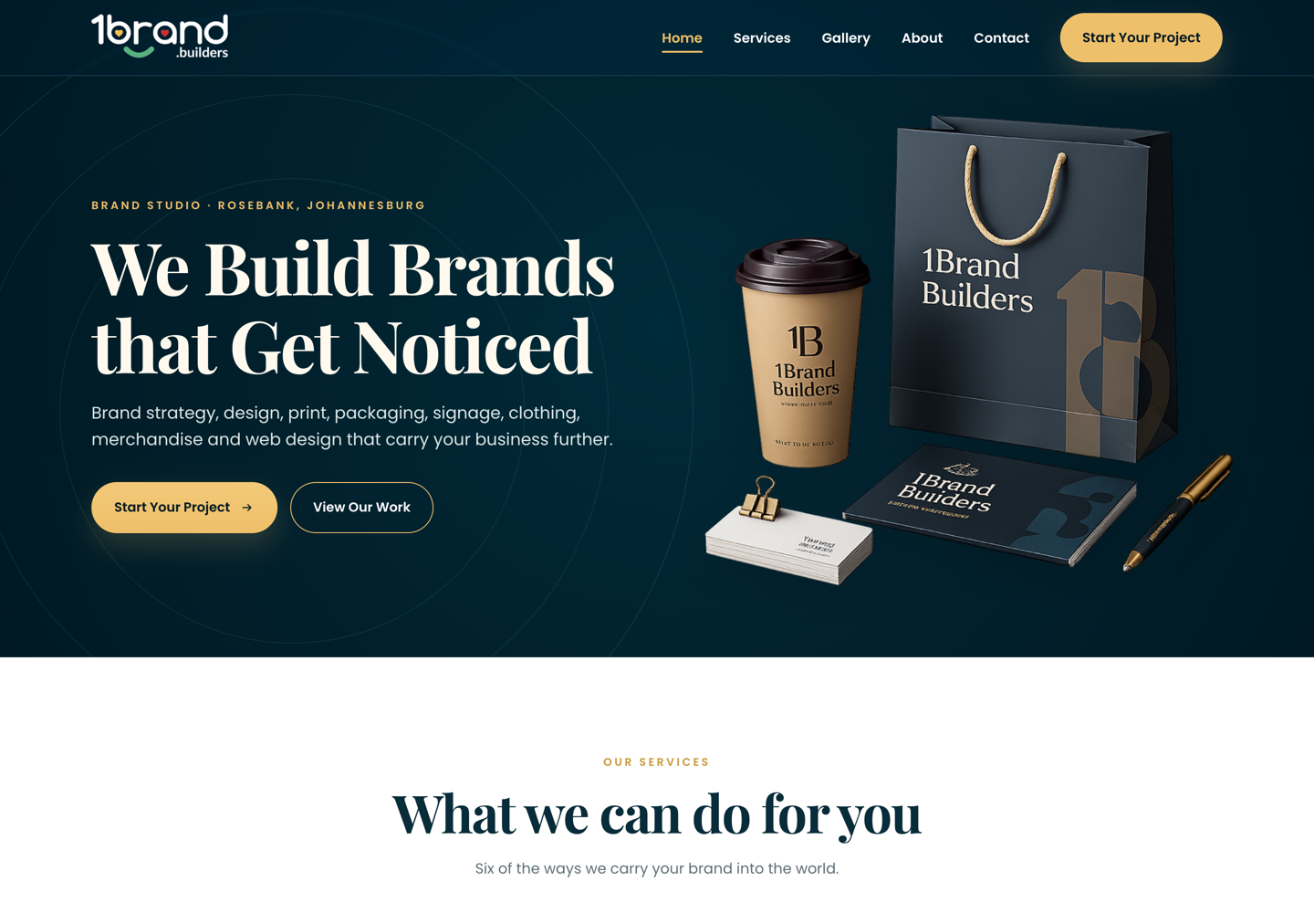 Screenshot of the 1Brand Builders brand studio website